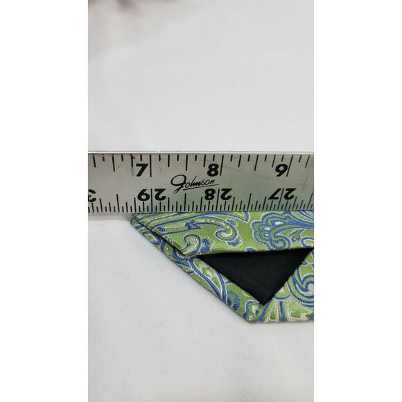 Croft & Barrow Mens Necktie Green & Blue Paisley Silk Tie - Picture 8 of 8